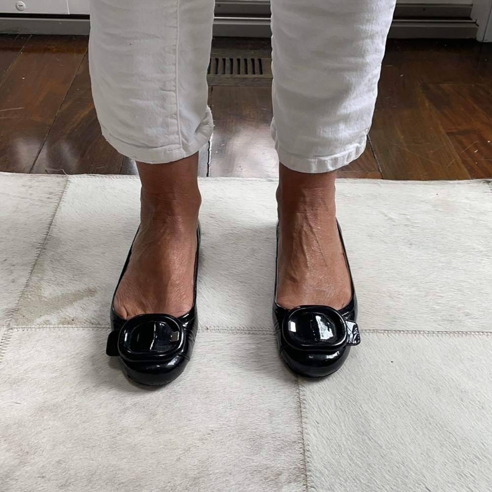 Prada black shiny flats